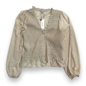 Naked Zebra Smocked Surplice Blouse